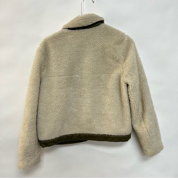 Madewell Portland Sherpa Jacket Teddy Coat Cream Bomber Snap Front Medium $158 - Picture 8 of 8